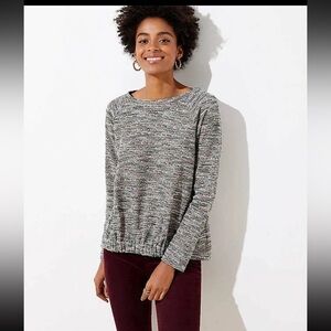 Loft Rainbow Boucle Gathered Hem Women Sweatshirt Small